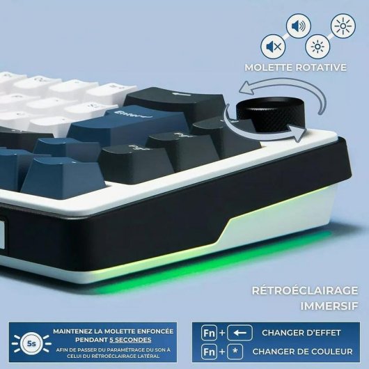 Teclado The G-Lab Keyz Elite 200 compacto Bluetooth RF RGB AZERTY francês