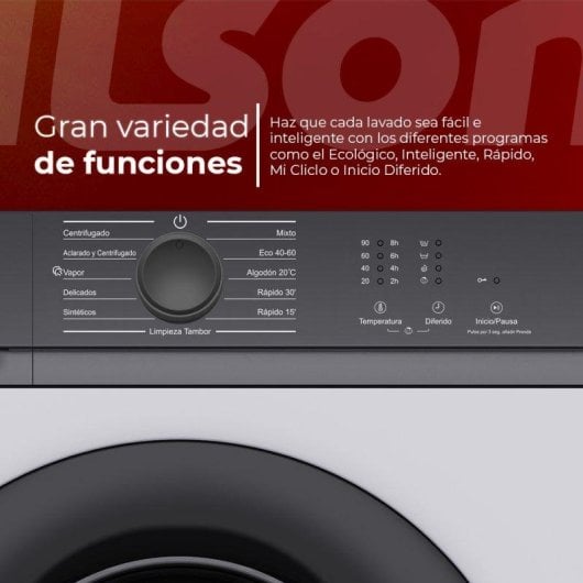 Lavadora Nilson NL10400AI Carga Frontal 10 Kg 1400 rpm A Blanca Vapor Eco-logic