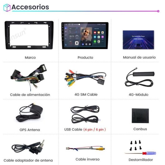 Autoradio JUNSUN 8-core 4+64gb CarPlay Android Auto Gps 4G