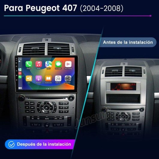 Autorradio JUNSUN Peugeot 407 2004-2008 9" Android 4GB 64GB CarPlay