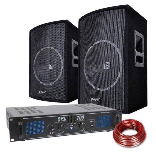 Altavoces Skytec PA con amplificador 700W y conectividad versátil
