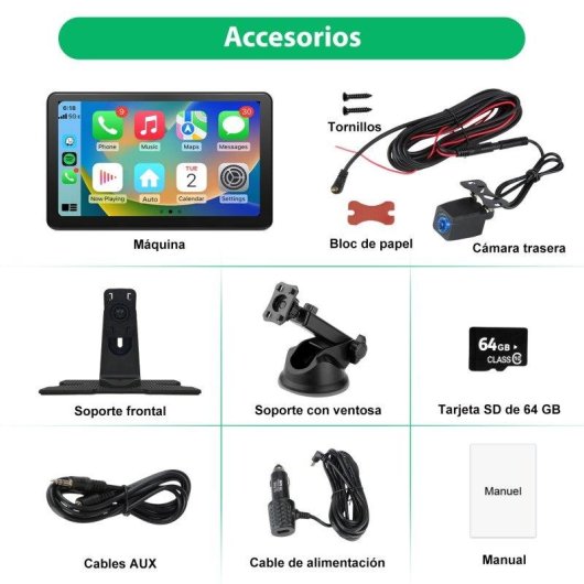 Pantalla universal Junsun 9,44" CarPlay Android Auto GPS Cámara HD