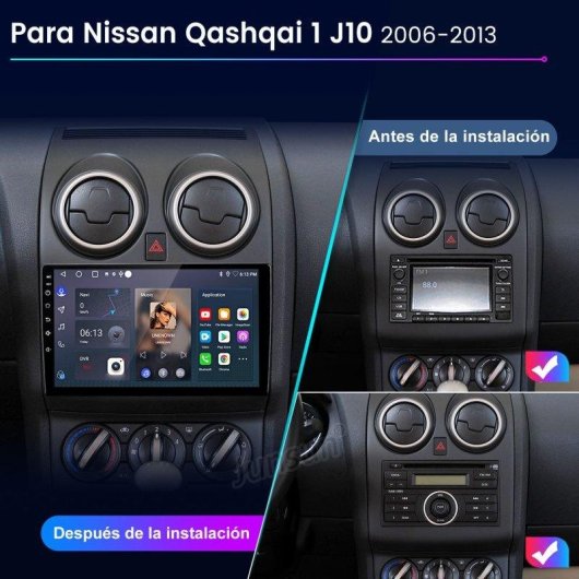Autoradio JUNSUN 8-core 4+64GB CarPlay Android Auto GPS Nissan Qashqai J10