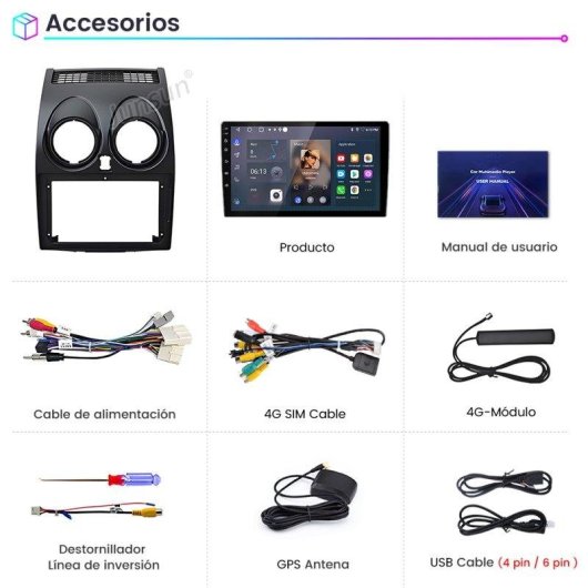 Autoradio JUNSUN 8-core 4+64GB CarPlay Android Auto GPS Nissan Qashqai J10