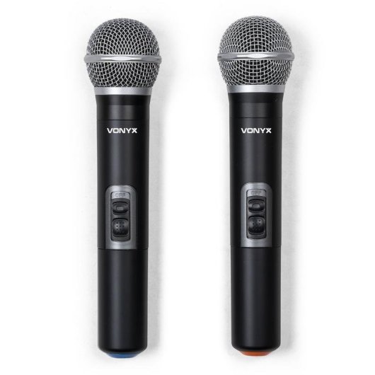 Mezclador de audio Vonyx VMA106 con amplificador 1200W y 2 micrófonos inalámbricos UHF