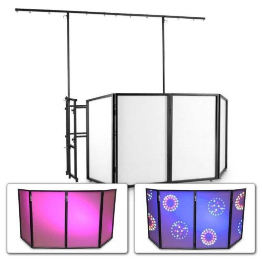 Cabina DJ Completa Vonyx DB7 + DB2 Estructura Soporte Pantalla Plegable Lycra