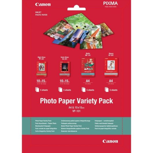 Papel fotográfico Canon Brillante/Mate/Semibrillante A4 10x15 cm 20 hojas