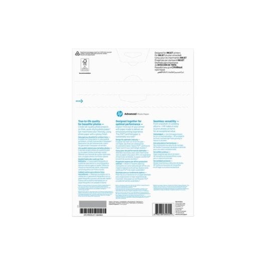 Papel fotográfico HP Advanced Brillante 250 g/m² A4 25 hojas