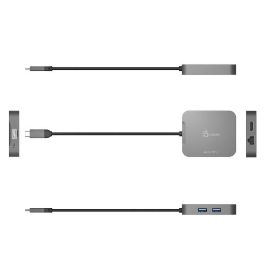 Adaptador USB-C j5create JCD3191-N con HDMI 4K y Ethernet Gigabit