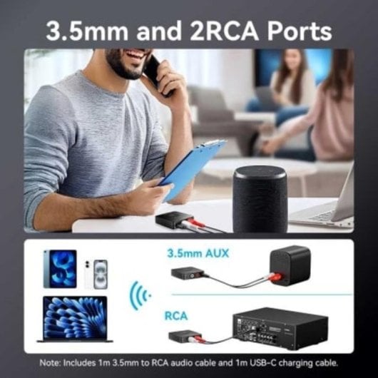 Vention NAJ Receptor audio Bluetooth 5.1 RCA 3,5 mm 28 mW negro