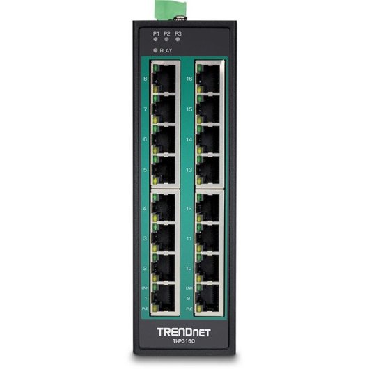 Switch Gigabit Industrial TRENDnet TI-PG160 16 Puertos PoE+ 240W