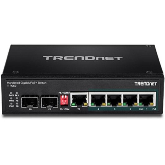 Switch industrial Trendnet TI-PG62 6 puertos Gigabit PoE+ DIN-rail