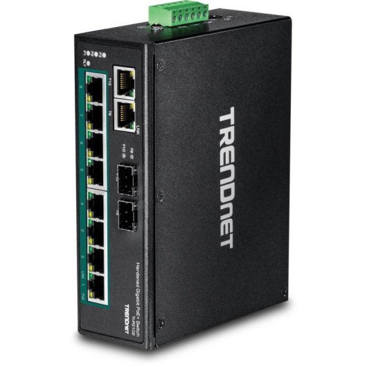 Commutateur industriel TRENDnet TI-PG102 PoE+ DIN-Rail 10 ports