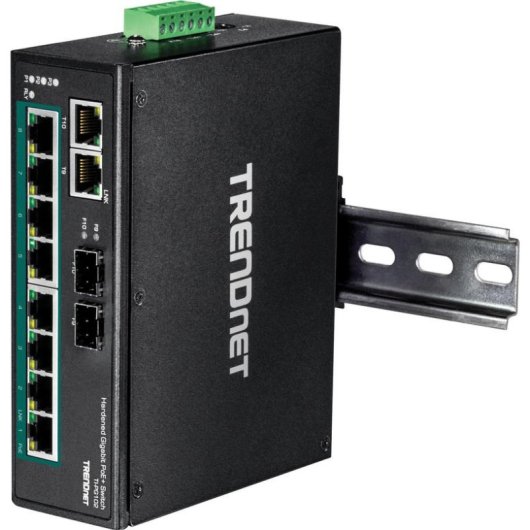 Commutateur industriel TRENDnet TI-PG102 PoE+ DIN-Rail 10 ports