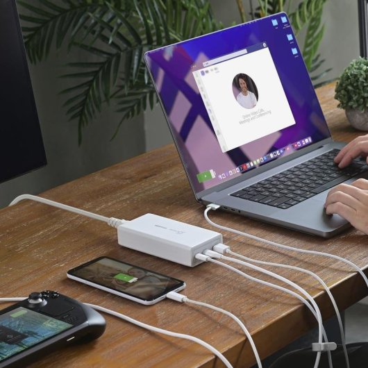 Chargeur j5create JUP37185W GaN 185W USB-C PD 3.1 3 Ports Blanc