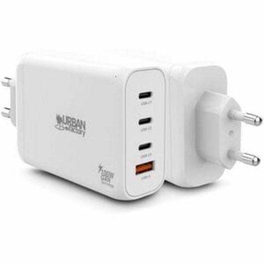 Cargador USB-C GaN 100W Urban Factory GPS14UF 4 Puertos Blanco