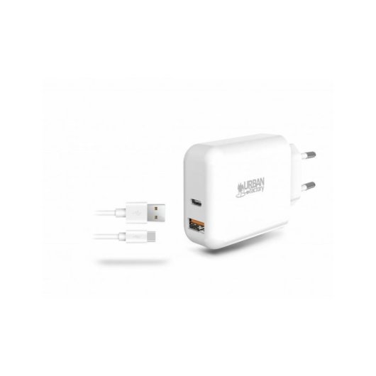 Caricatore USB-C 45W e USB-A 18W Urban Factory PSC45UF Cavo 1m