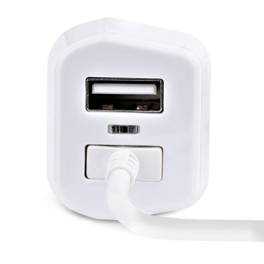Cargador de coche StarTech.com con 2 puertos USB y cable Lightning rizado 1m
