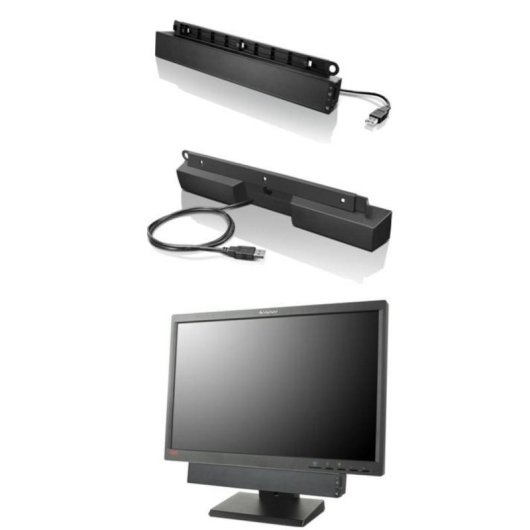 Haut-parleurs Lenovo Soundbar USB filaire 2,5 W RMS pour PC noir