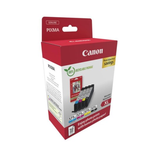 Cartucho de tinta Canon CLI-571XL Pack XL Preto/Ciano/Magenta/Amarelo