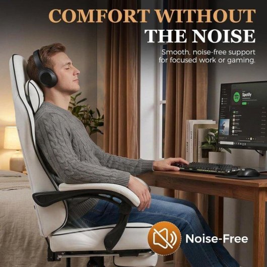 Sedia Gaming GTPLAYER Regolabile Bianca 150kg Supporto Lombare