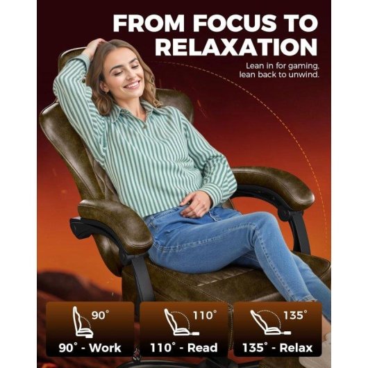 Silla Gaming GTPLAYER Ajustable Reposapiés Soporte Lumbar 150 kg Marrón Retro
