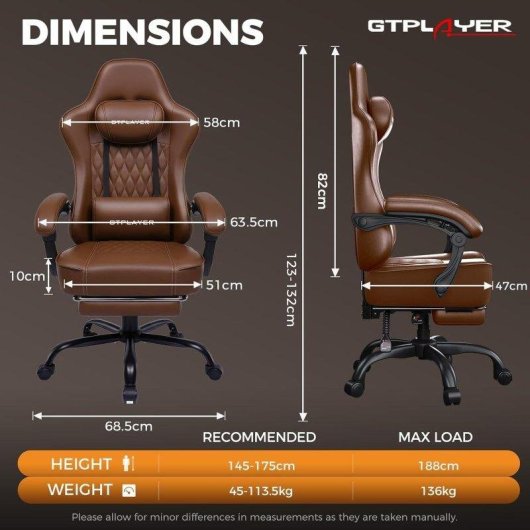 Sedia Gaming GTPLAYER Regolabile con Supporto Lombare e Braccioli Sincronizzati 150kg