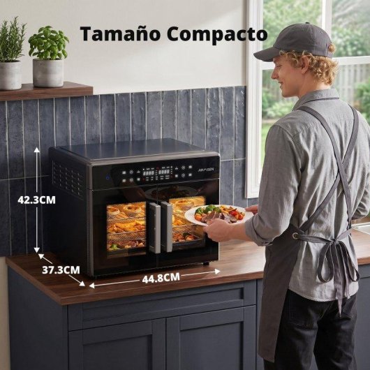 Mini Four Airmsen French Door Double Zone 32L 1800W AirFryer LED Inox