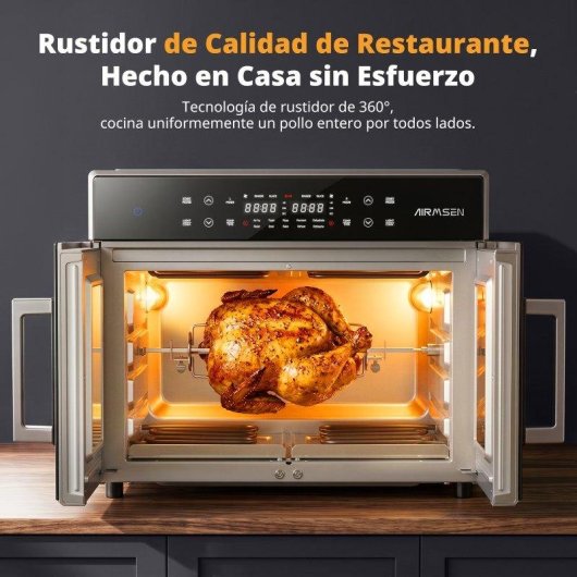 Mini Four Airmsen French Door Double Zone 32L 1800W AirFryer LED Inox