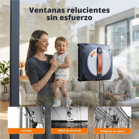 Robot limpiacristales Airmsen YW763 8000 Pa 6 boquillas cepillos esquinas