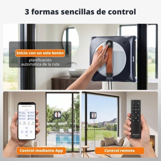 Robot limpiacristales Airmsen YW763 8000 Pa 6 boquillas cepillos esquinas