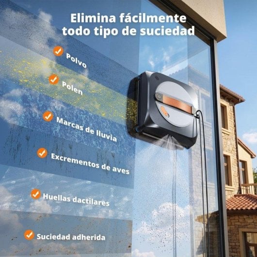 Robot limpiacristales Airmsen YW763 8000 Pa 6 boquillas cepillos esquinas