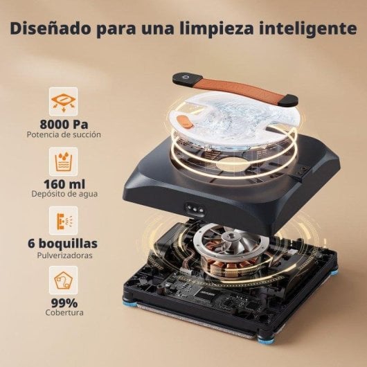 Robot limpiacristales Airmsen YW763 8000 Pa 6 boquillas cepillos esquinas