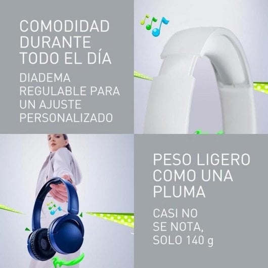 Auriculares Panasonic RB-HF630BE-A inalámbricos Bluetooth con cancelación de ruido azul