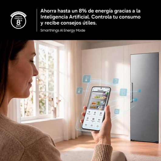 Frigorífico Uma Porta Samsung RR70H39DCFEF Total No Frost 186cm 387L D Inox WiFi IA