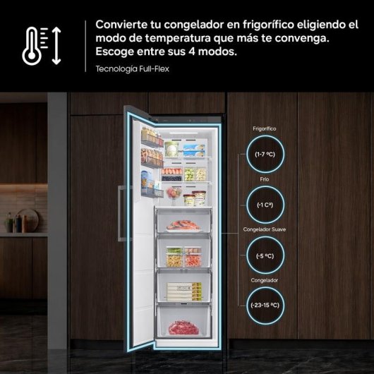 Frigorífico Uma Porta Samsung RR70H39DCFEF Total No Frost 186cm 387L D Inox WiFi IA