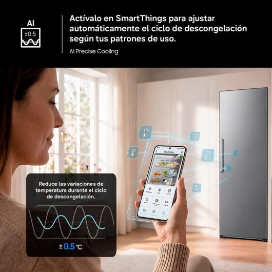 Frigorífico Uma Porta Samsung RR70H39DCFEF Total No Frost 186cm 387L D Inox WiFi IA