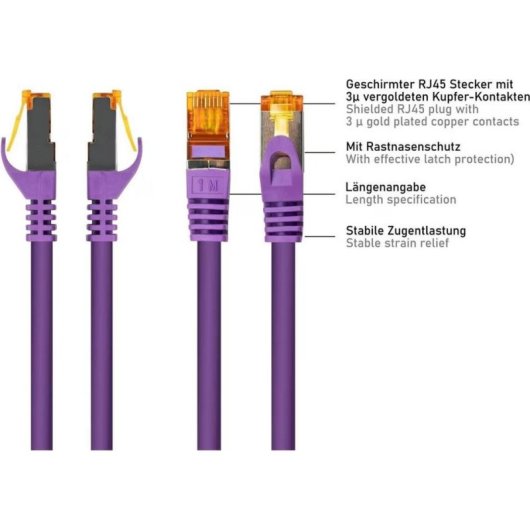 Cable de red Varia CAT7 15m S/FTP TPE violeta