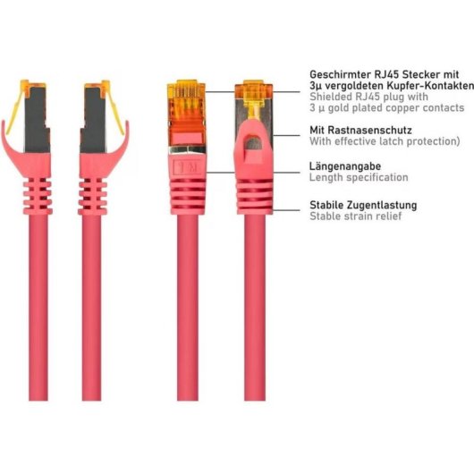 Cable de red Varia CAT7 S/FTP RJ45 15m TPE magenta