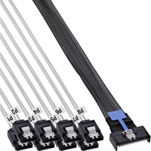 Cable Adaptec MCIO x8 a 8x SATA 1 m