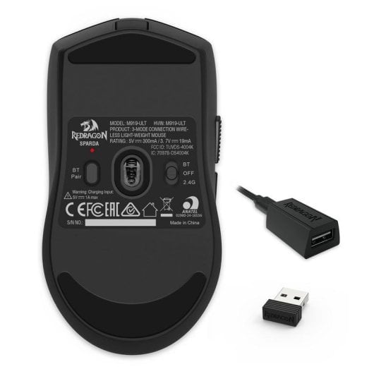 Ratón Redragon SPARDA M919-ULT Gaming Inalámbrico 45000 DPI Negro 5 Botones