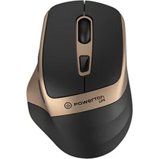 Ratón Powerton LIFE FLIXO inalámbrico 1600 DPI USB Negro dorado 6 botones