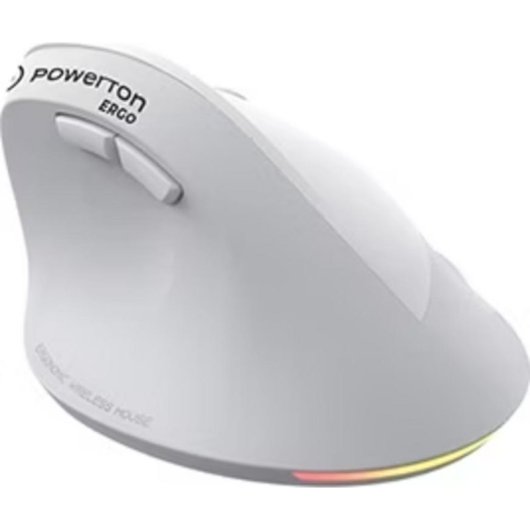 Ratón Powerton ERGO SPIRA inalámbrico 3200 DPI gris blanco RGB 6 botones