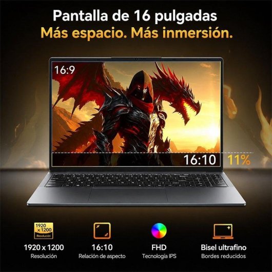Portátil FUNYET 16" Intel Core i5-8210Y 16GB 512GB SSD Windows 11 Pro