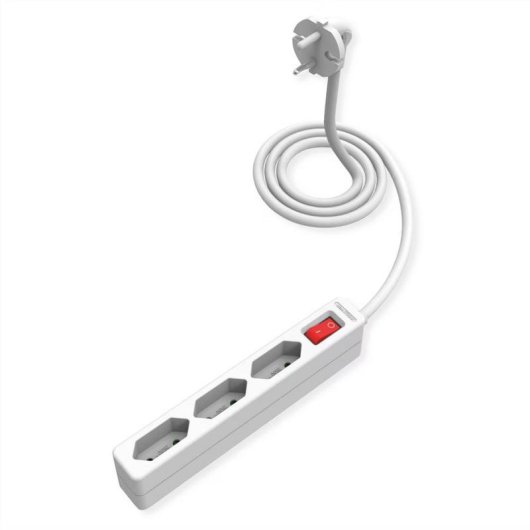 Multipresa Value 3 prese con interruttore e cavo 1,5 m bianco