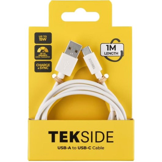 Cable USB-A a USB-C Cellularline TEKSIDE 1 m 15W 480 Mbit/s Blanco
