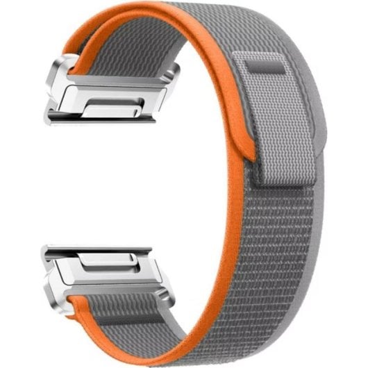 Bracelet montre Beline Wild Patch Loop Nylon Gris Orange compatible Garmin