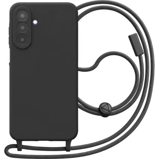 Funda para móvil Avizar Silicona Soft-Touch Negra con banda ajustable para Galaxy A25 5G