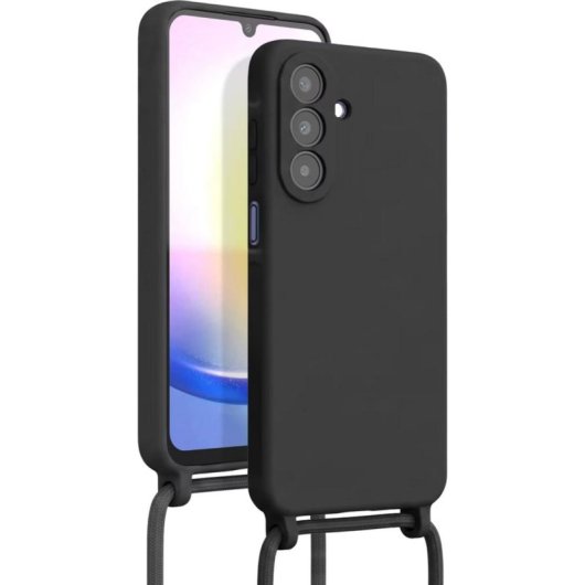 Funda para móvil Avizar Silicona Soft-Touch Negra con banda ajustable para Galaxy A25 5G