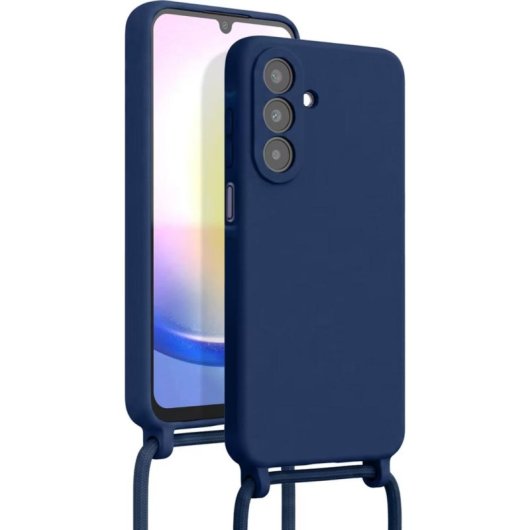 Funda para móvil Avizar Silicona Soft-Touch Azul con cordón ajustable para Galaxy A25 5G